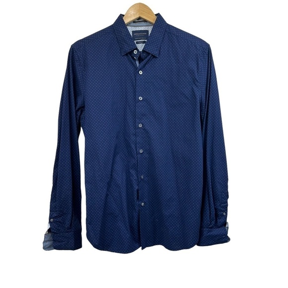 Denim & Flower Navy Casual Button Down Shirt, M - Picture 1 of 7